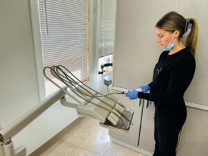 woman working at dentist office